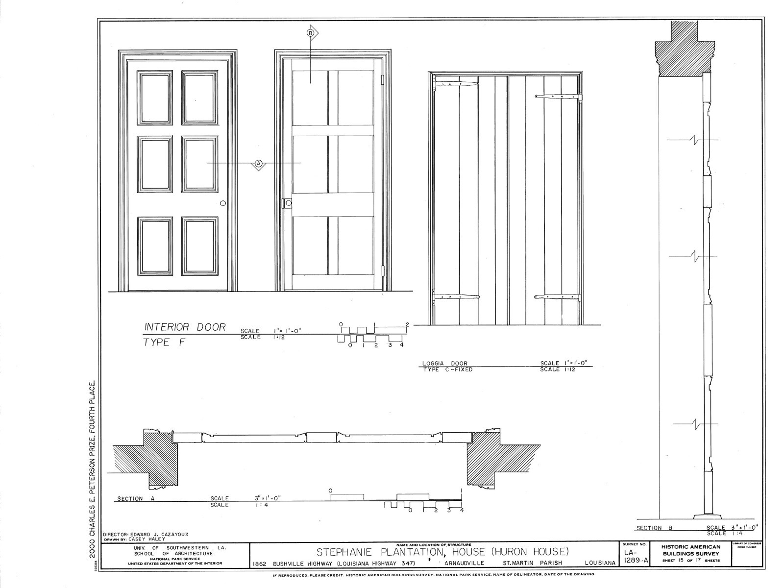 Country Style Southern Plantation home, brick-wood design, porch printed plans
