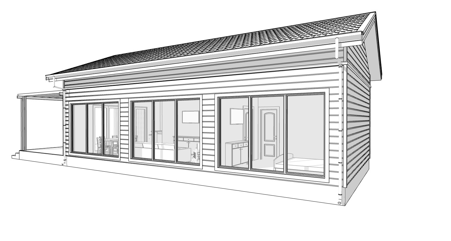 Charming Tiny House 1 Bed, 1 Bath, 701SF Architectural Build Plans PDF Download
