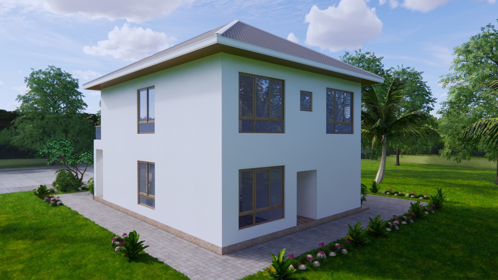 29×39 Feet House Design Plans 8.5×12 Meter 4 Bed 3 Bath Hip Roof (A4 Hard Copy)