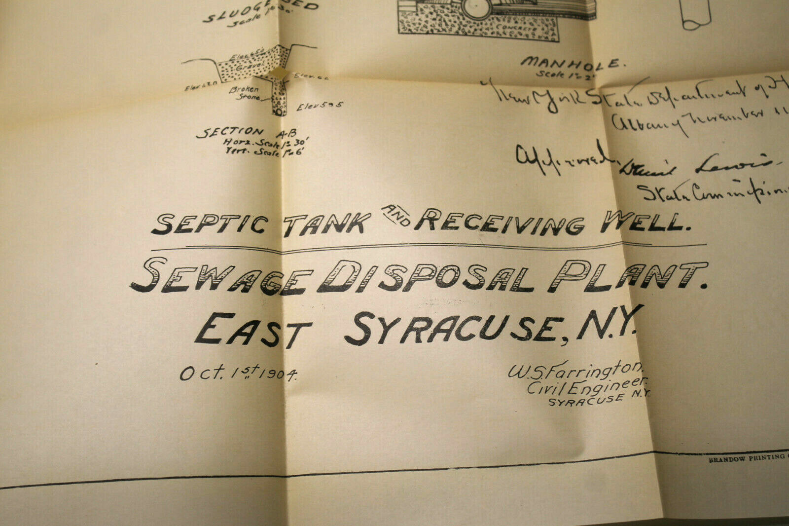 4pc 1904 East Syracuse NY 1 inch=200 Ft Maps of Proposed Sewage Disposal Plant