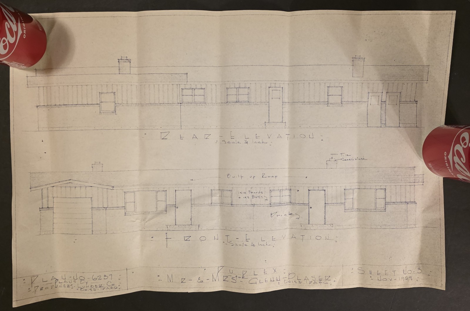 1959 Boise Idaho Glenn Blaser Duplex Blueprint Plans Architectural Archive