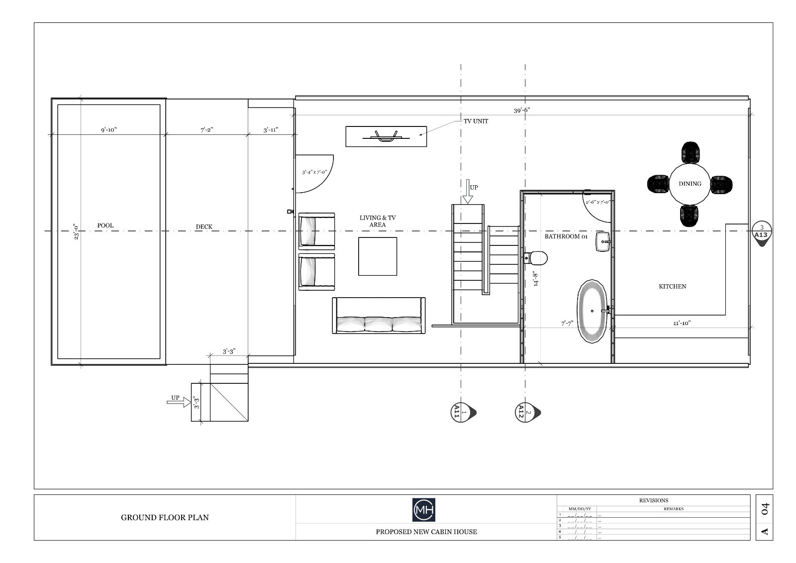 A-Framed Cabin House With Pool | PDF and AutoCAD File For BluePrint Plans