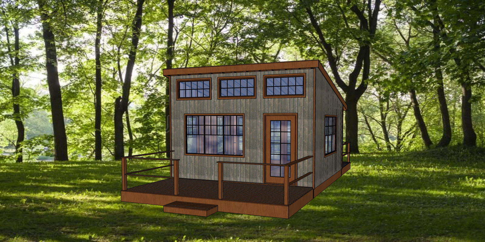 16 x 16 ft Small Cabin or Shed Slope Roof 16 O.C. -PDF