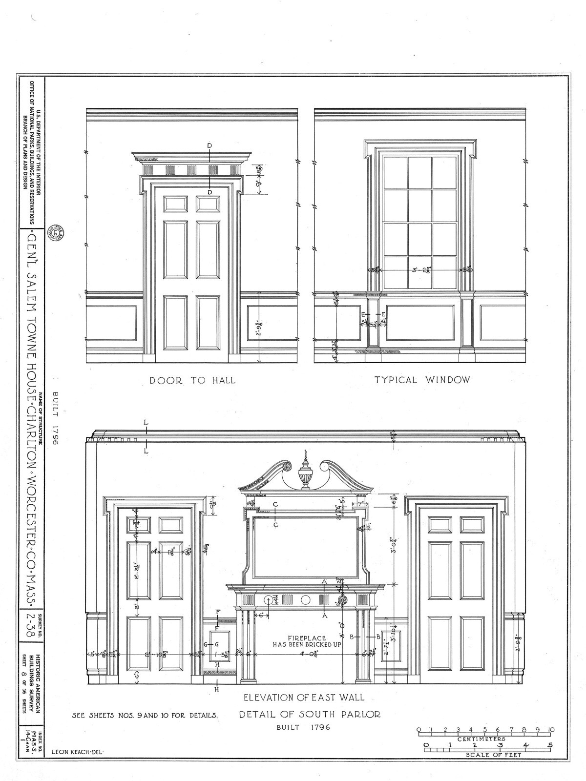 Federal style wood house, Traditional Colonial home, architectural blueprints