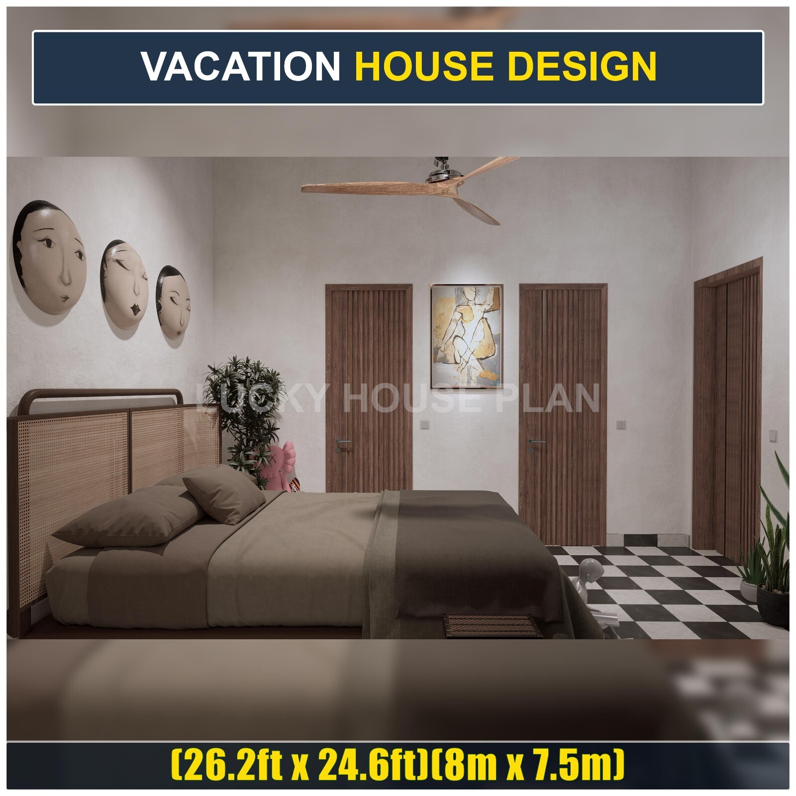 Vacation House Design, 2 Bedrooms 3 Bathrooms, PDF+DWG+3D SketchUp
