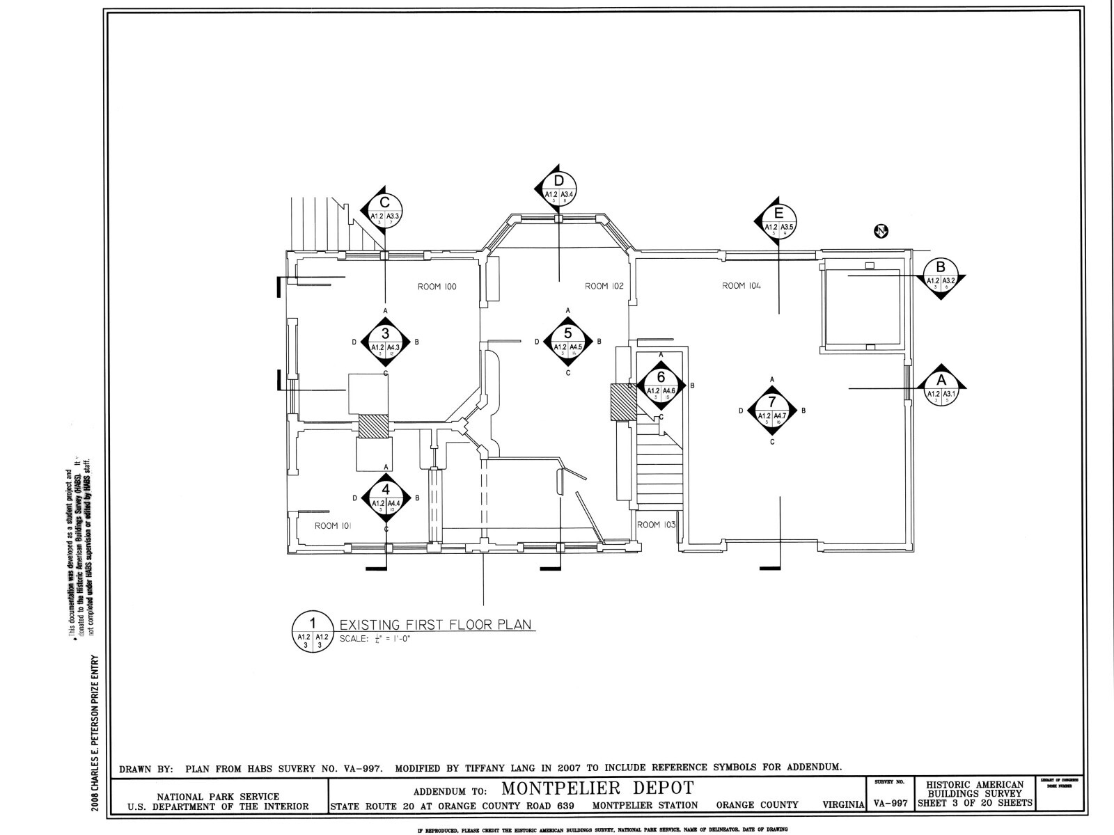 Southern Railroad Station, Montpelier, VA, architectural drawings, large set