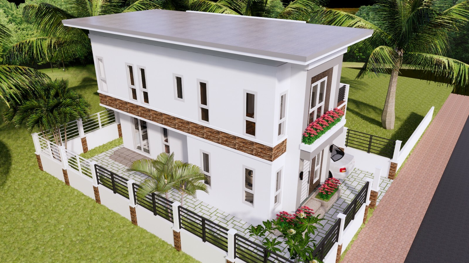 Small House Plan 23×33 Feet 7×10 Meter 4 Beds 3 Baths Flat Roof (A4 Hard Copy)