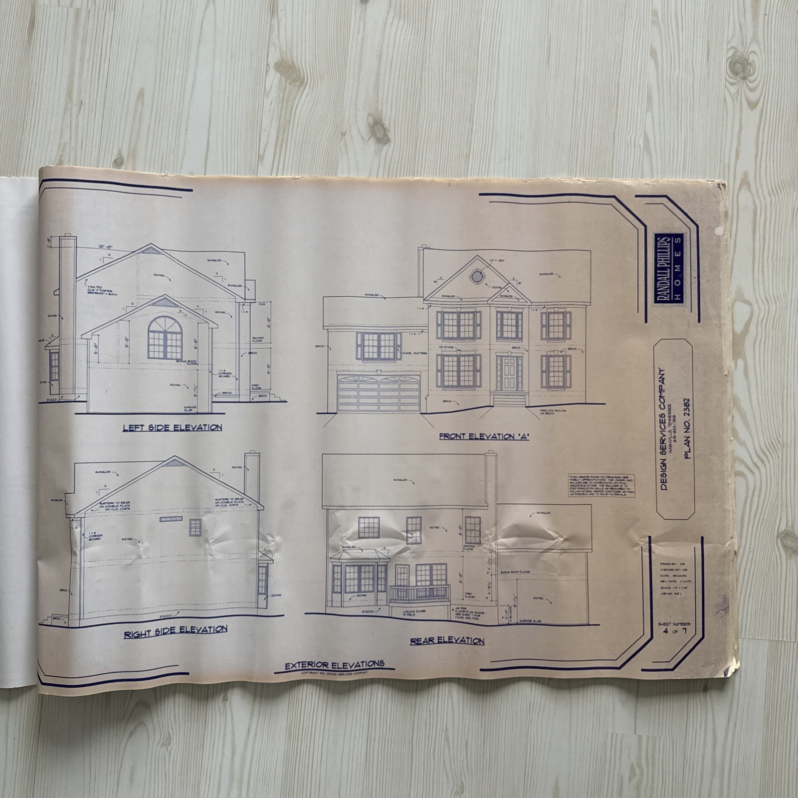 2-Story Colonial Gable-Front House 3 Bed 2.5 Bath 14page ORIGINAL Blueprint 1994