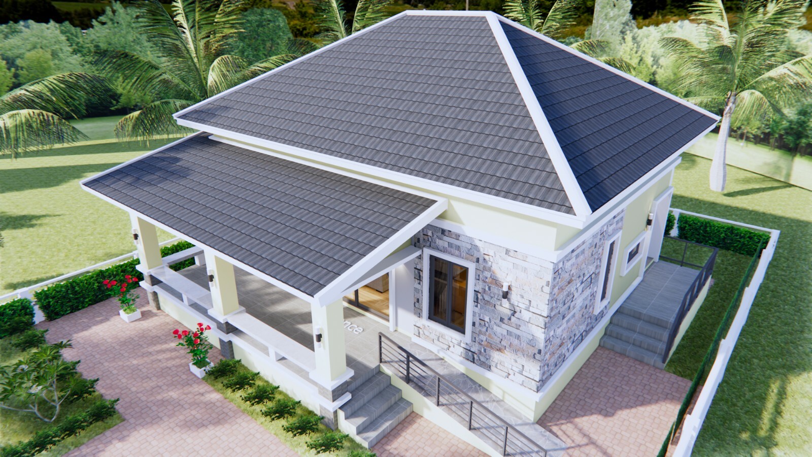 33×33 Feet House Plans 10×10 Meter 3 Bedrooms 2 Bath Hip Roof PDF (A4 Hard Copy)