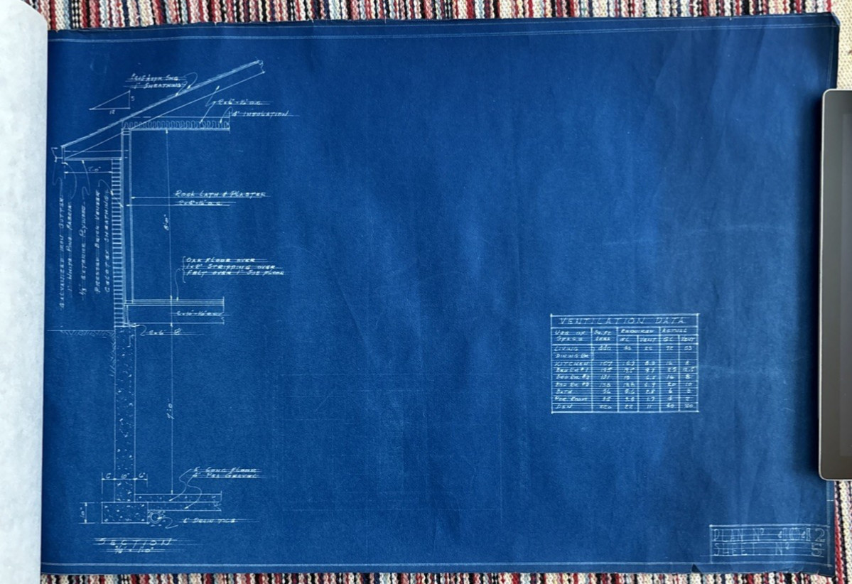 Vintage 1950s Original Blueprints Set – Mid Century Ranch House