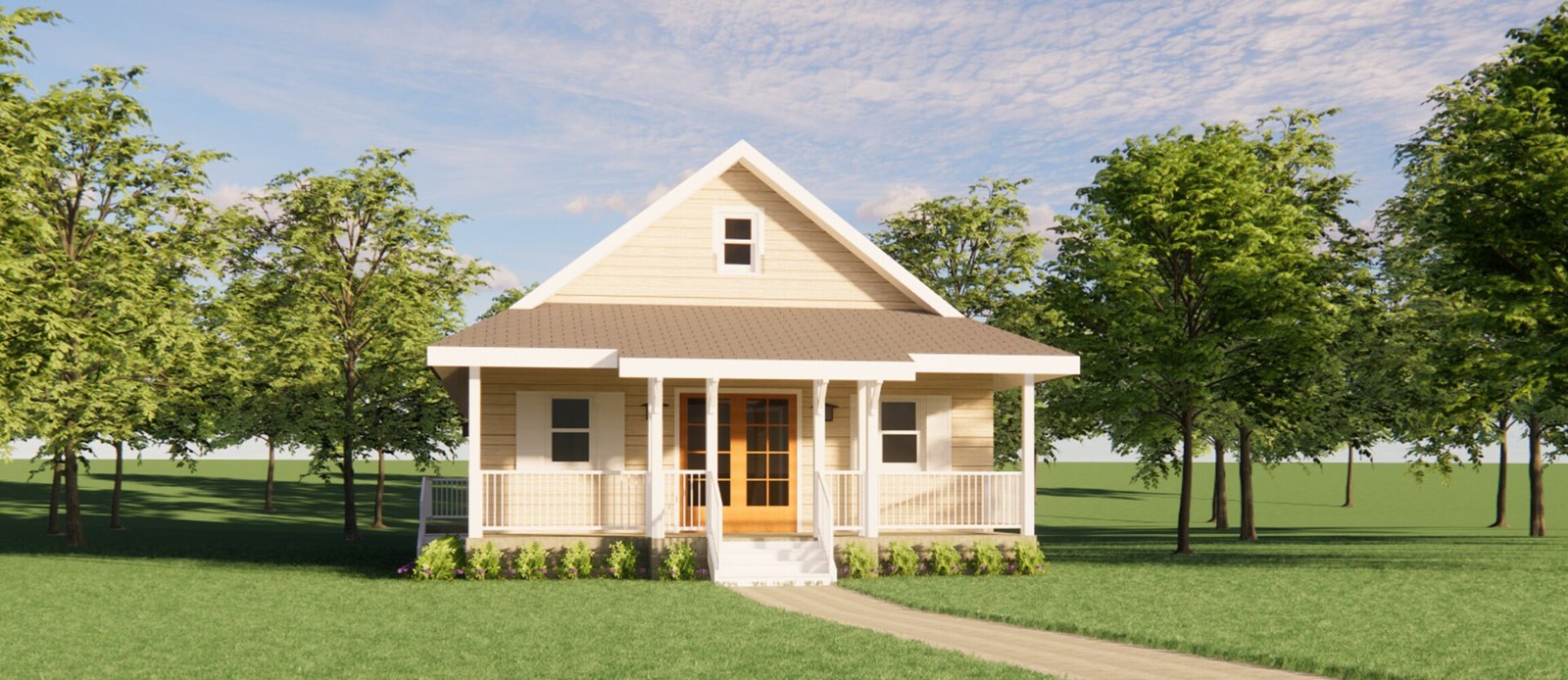 Craftsman Cottage House Plan – 2 Bed 1200 SF – Vacation Home Blueprints