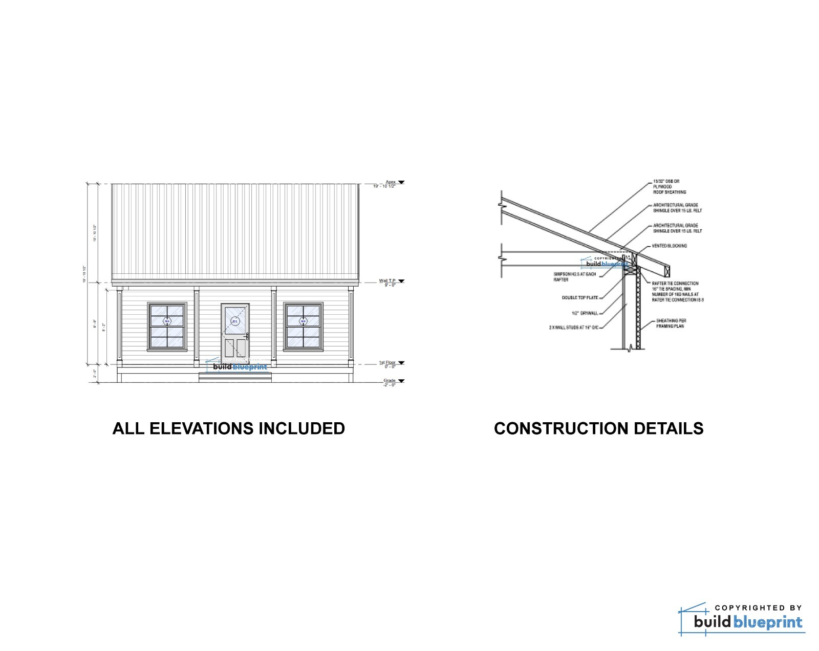 22′ x 26′ Garden Cottage Architectural Plans – PDF Download