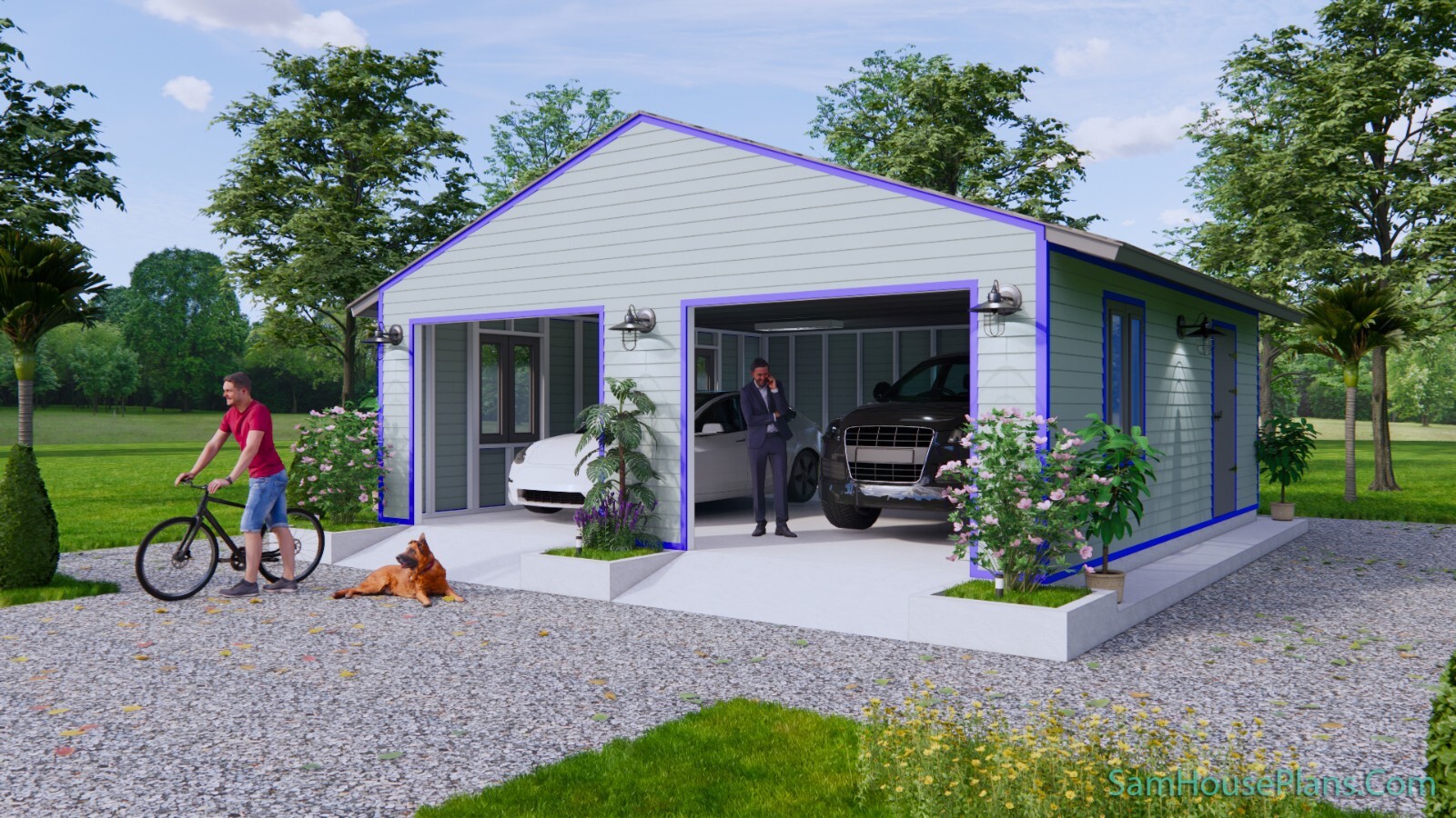 24×24 Feet 2 Cars Garage Shed Plan 7.3×7.3 Meter PDF Plans (A4 Hard Copy)