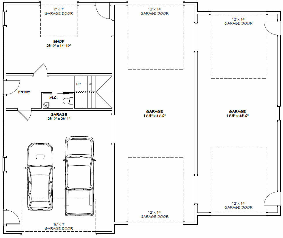 60×50 Apartment with 2-Car 2-RV Garage – PDF FloorPlan – 1,694 sqft – Model 1C