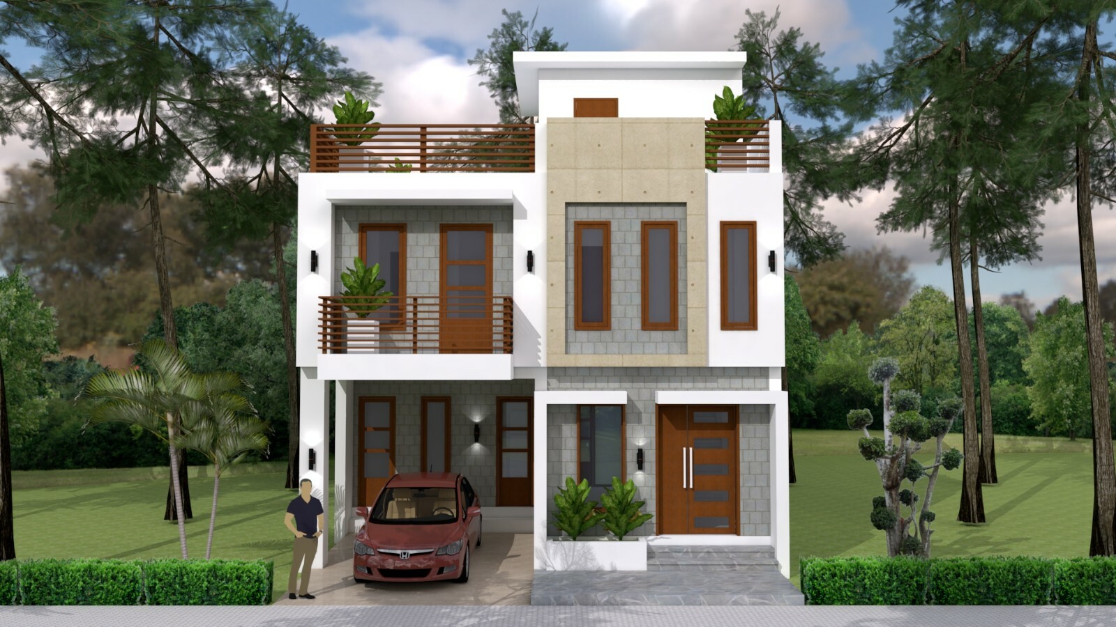 26×36 Small House Design 3 Beds 3 baths 8×11 Meter Terrace Roof (A4 Hard Copy)