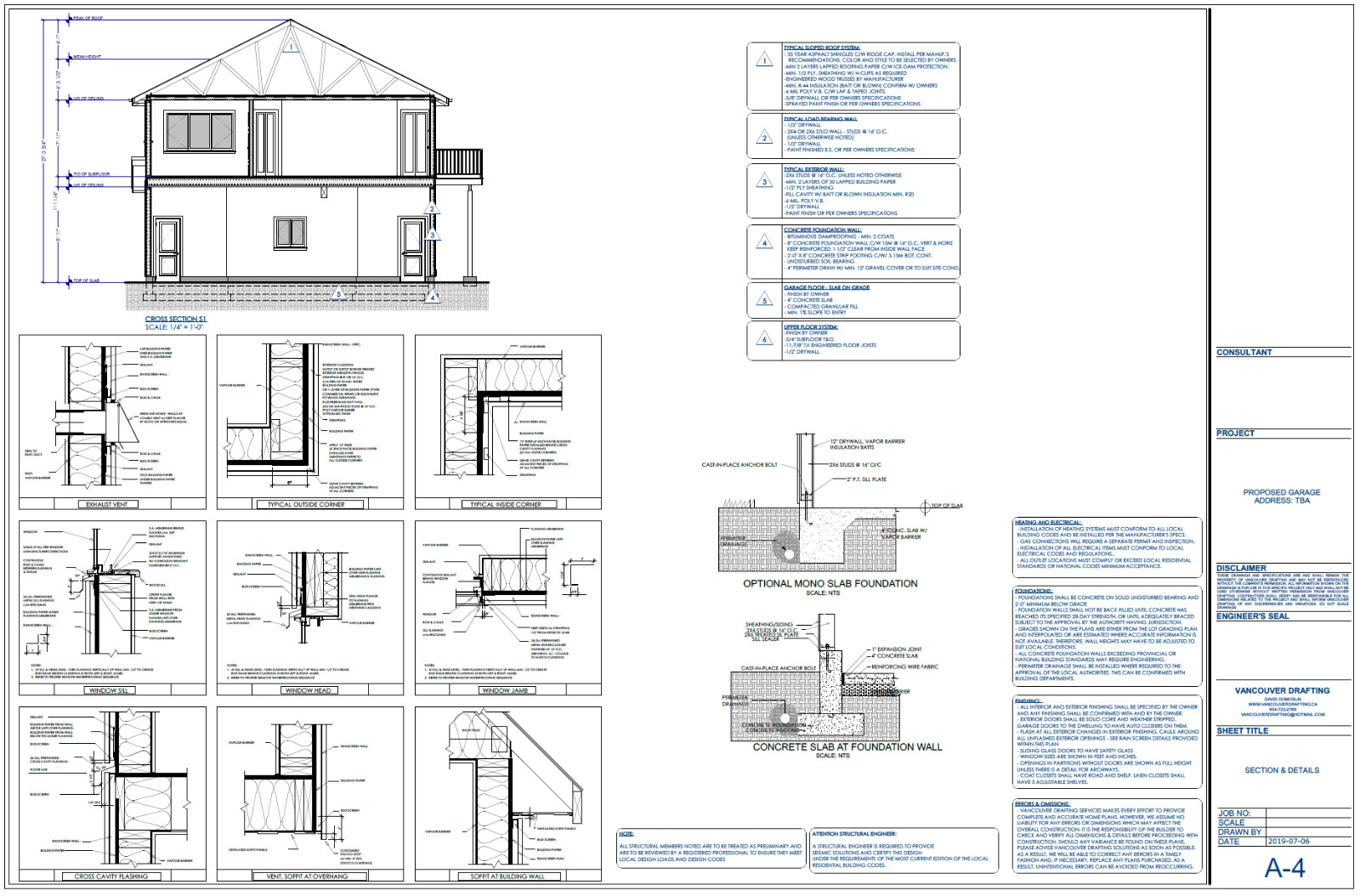 Triple Car / 3 Car Garage Plan / Blueprints With Livable Space Above – 33 x 30