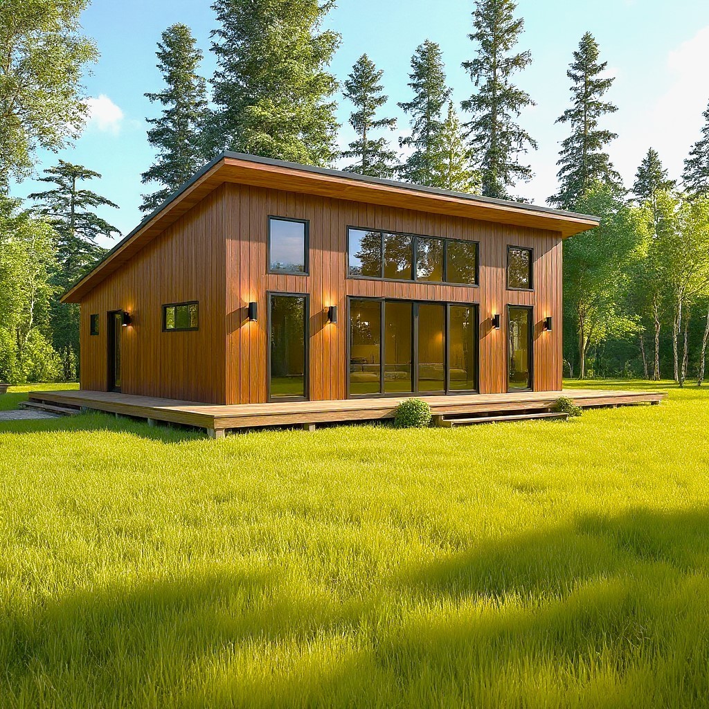 26’x36’ Lean Cabin Architectural Full Set Plan,Modern Cottage Construction Blue