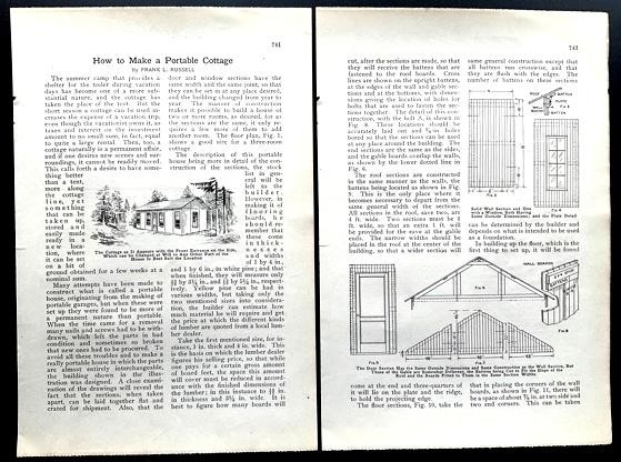 “How to Make a Portable Cottage” 1914 HowTo PLANS 12’ x 28’ prefab