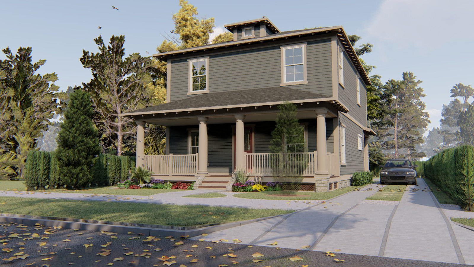 BLUEPRINTS AMERICAN FOURSQUARE TWO STORY HOUSE PLAN ARCHUP #112A4S