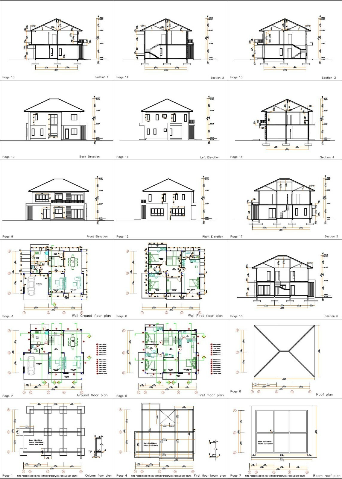 House Plan 13×9.5 Meter 3 Bedrooms 43×31 Feet Full PDF Plans (A4 Hard Copy)