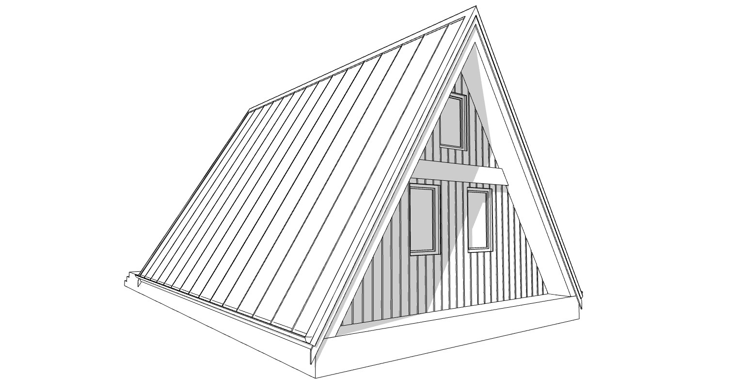 34’x28’ 1 Bedroom, 1 Bath Cozy A-Frame Cabin Architectural Plans PDF Download.