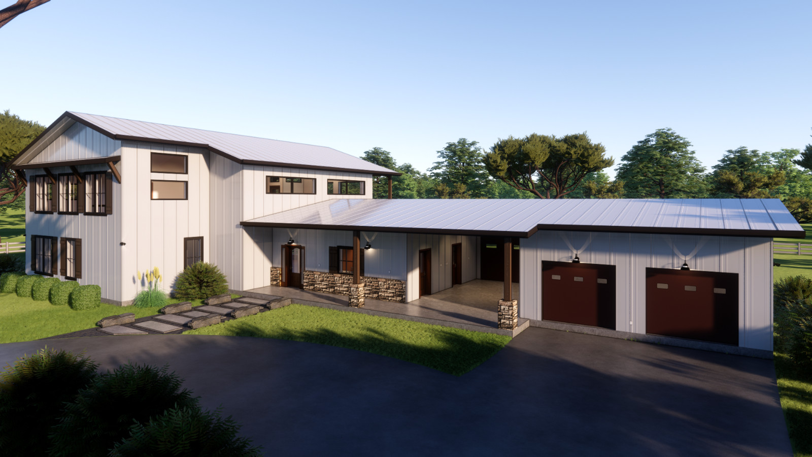 York Creek Barndominium Plan: – 4 Bedrooms / 3. Baths 3,395 SF Design Blueprints