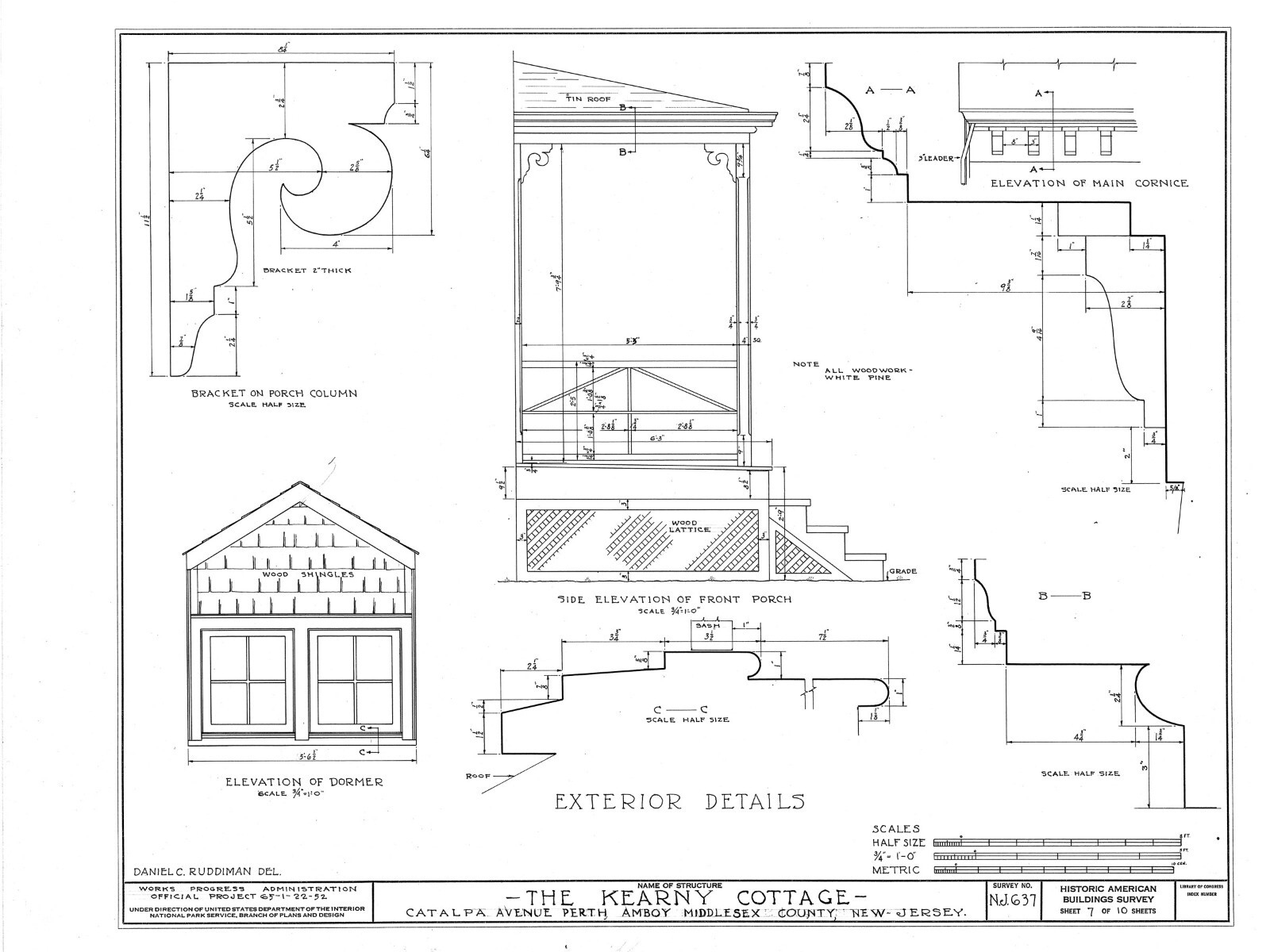 Plans for a Saltbox style Colonial home, Kearney Cottage, 1784, 2-3 bedrooms