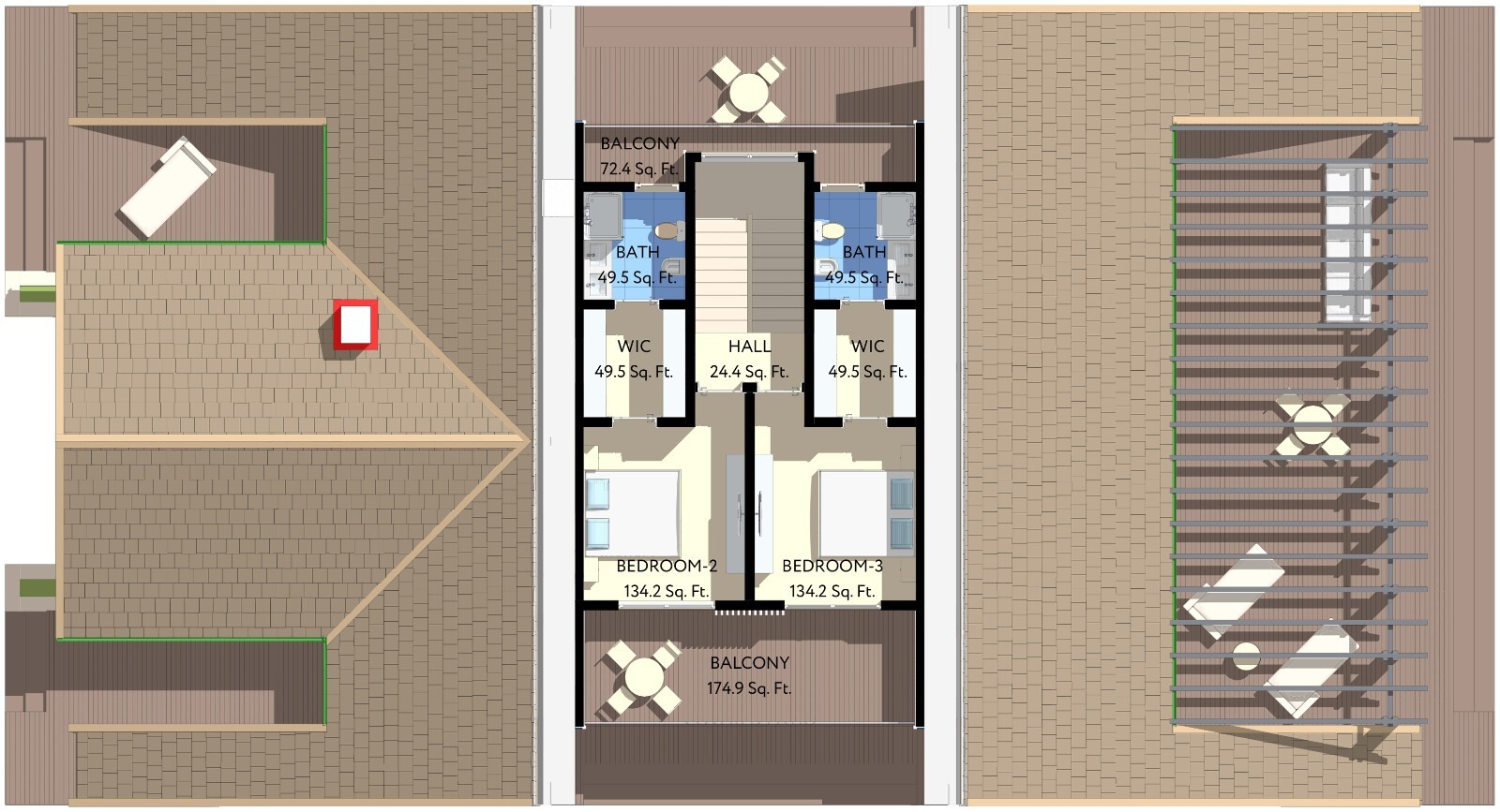 100’x54’ 4-Beds 4-Baths Charming A-Frame Architectural Build Plans PDF Download