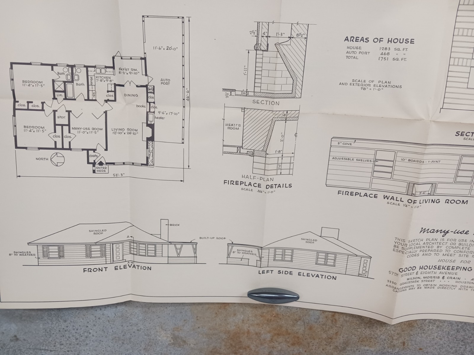 VTG 1940s 1950s Good Housekeeping Mid Century Modern Many Use House Floor Plan
