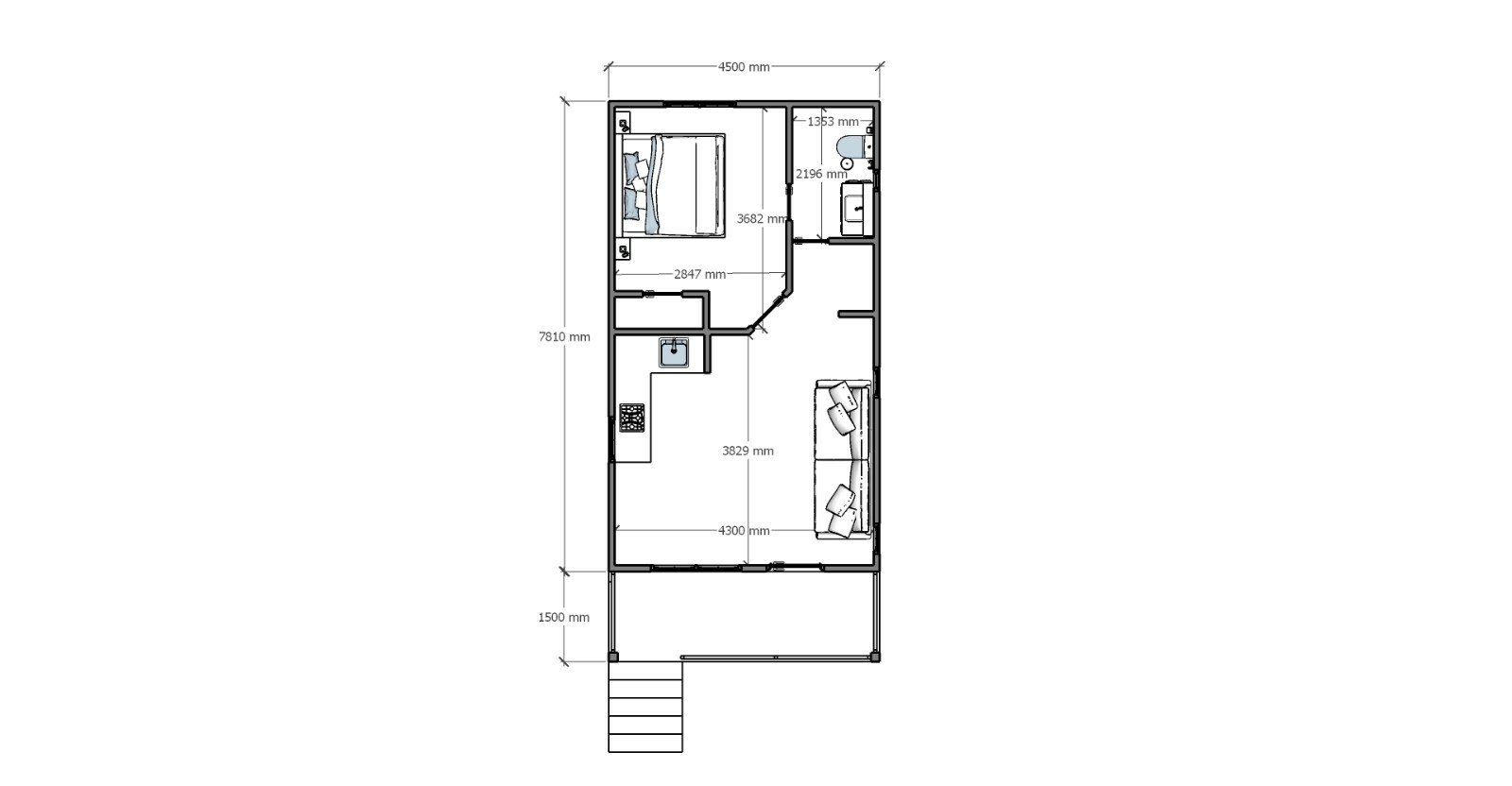 Custom Tiny House Plan 3D images DWG CAD File And PDF For Blueprint Plans