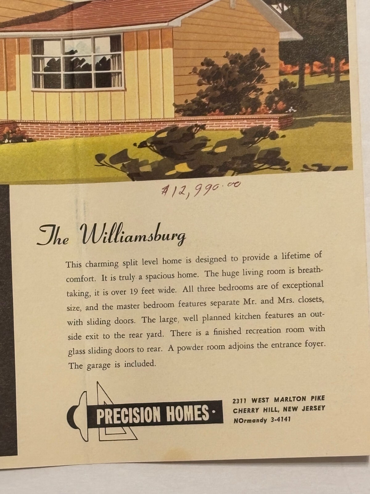 Vintage 1950s Cherry Hill NJ 13 Precision Homes Elevations Floor Plans Prices