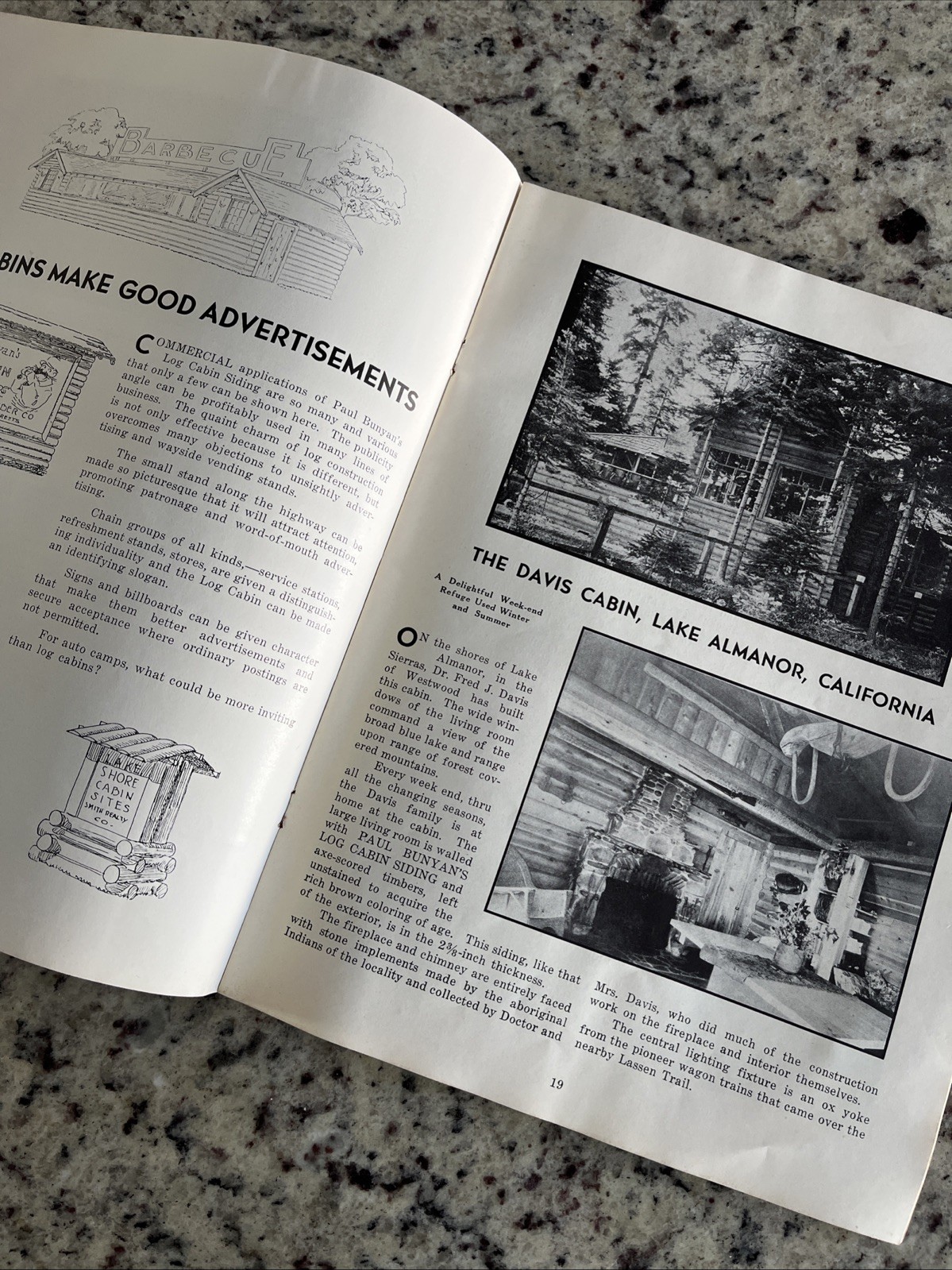 Vintage 1937 Paul Bunyan Log Cabin Plan Guide Cinder Cone Dance Hall Standish CA