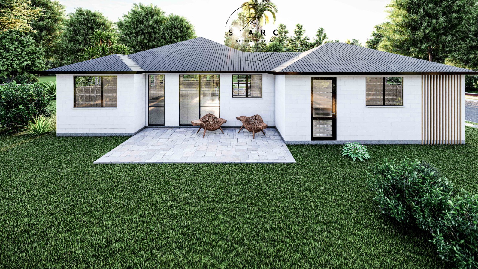 Modern Family House Plan, 168 sqm, One Story, Double Garage, 3 Bedroom, Cottage
