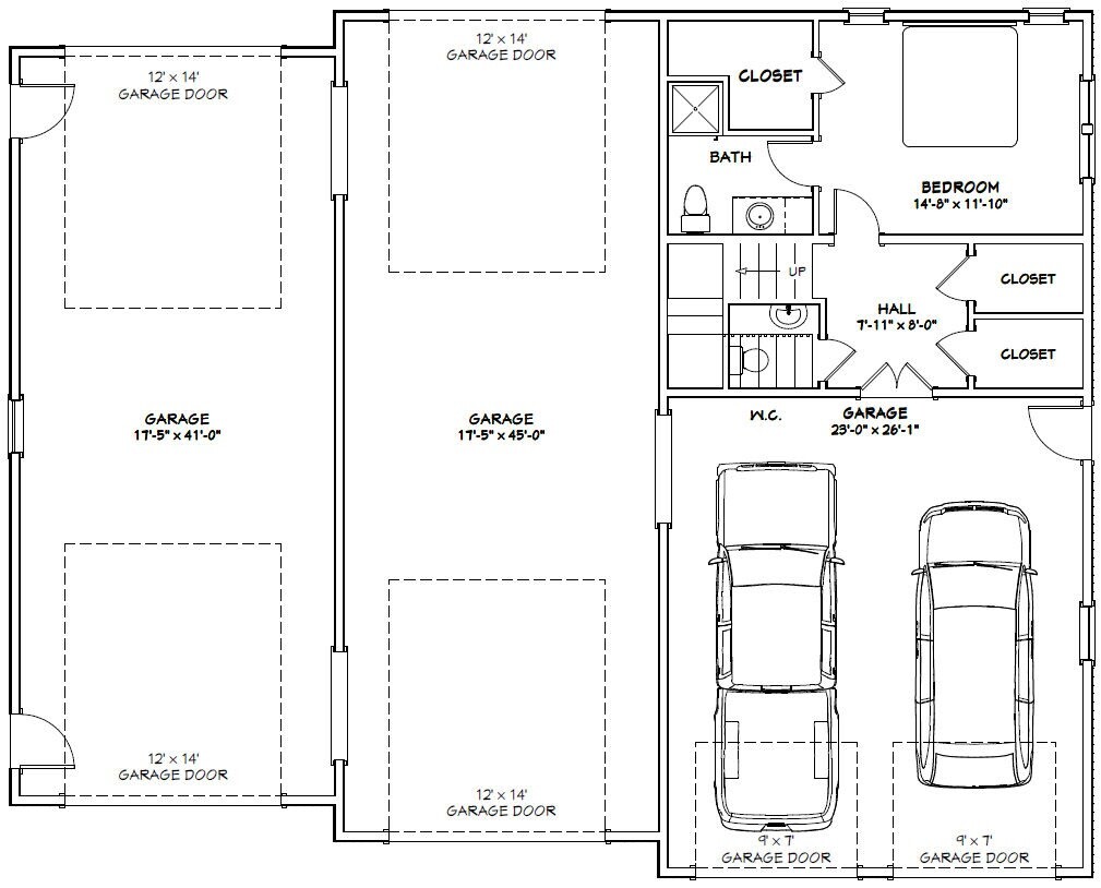 60×48 Apartment with 2-Car 2-RV Garage – PDF FloorPlan – 1,604 sqft – Model 1C