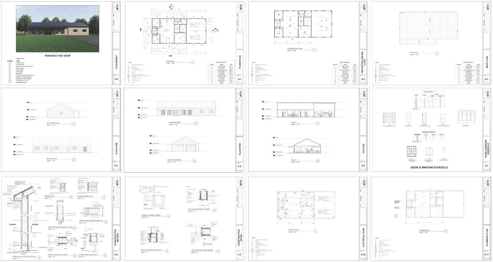 Barndominium House Plan, 3 Bedroom 2 Bath with 2 car garage, 50’x36′ Plan| PDF