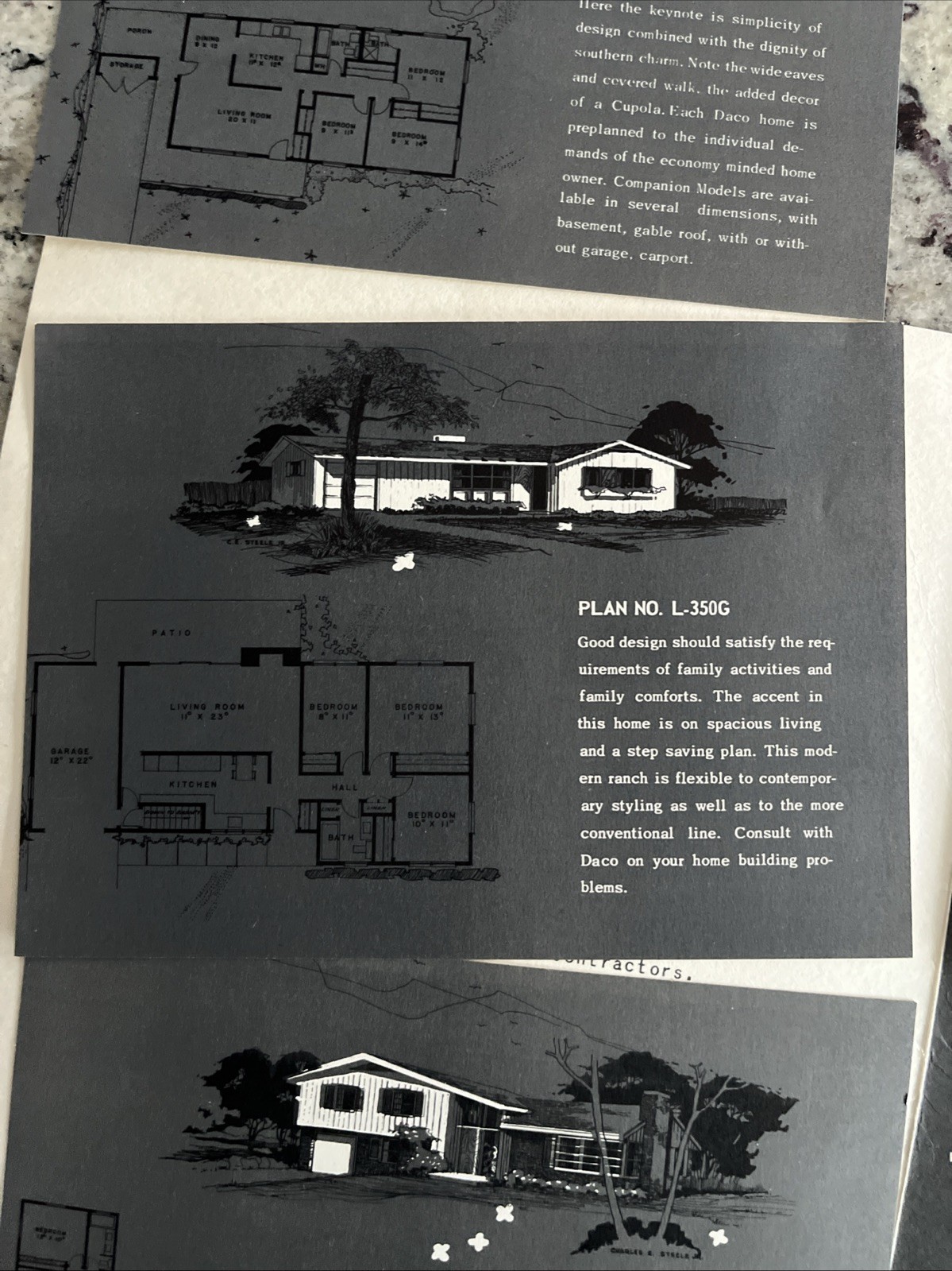 Vintage 1959 8- MCM Home Plan Sheets DACO Homes Independence MO Catalog Card