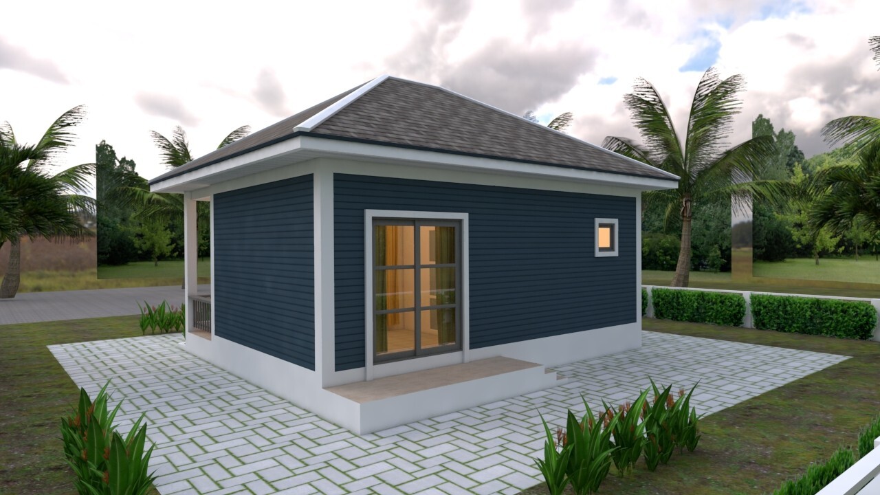 23×21 Feet Tiny House Plans 8×6.5 Meter 1 Bed 1 Bath Hip Roof PDF (A4 Hard Copy)