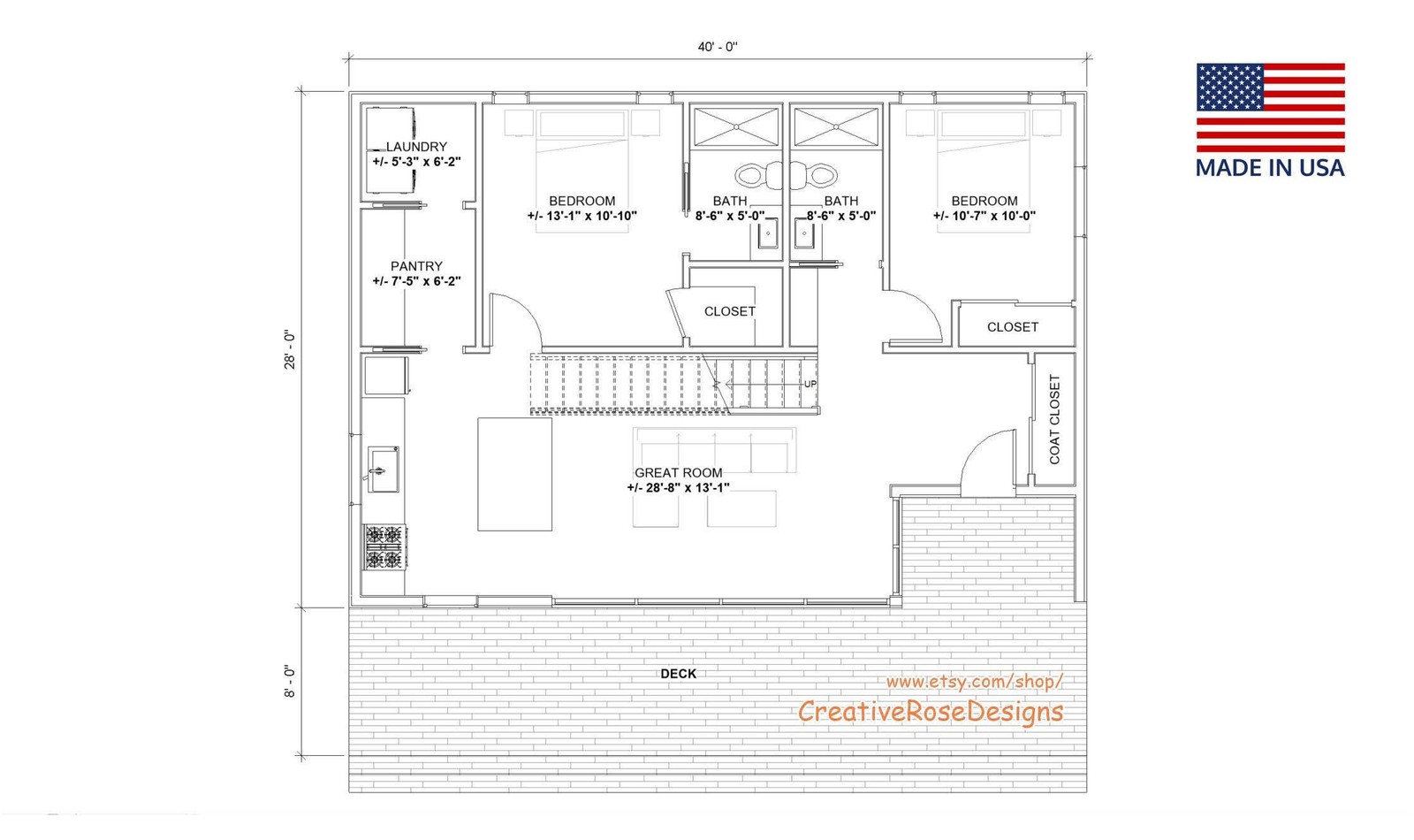 Lake Pine Cabin Plans 40×30 – Scandinavian Vacation Home – Cottage Blueprints