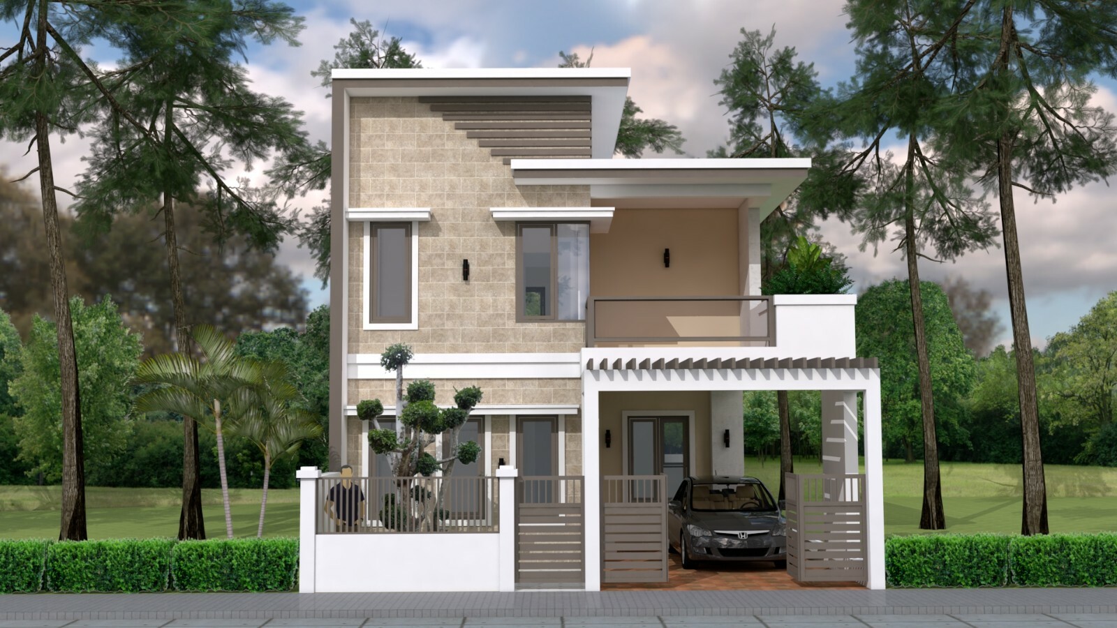 23×40 Feet Small House Plan 7×12 Meter 4 Beds 3 Baths Flat Roof (A4 Hard Copy)