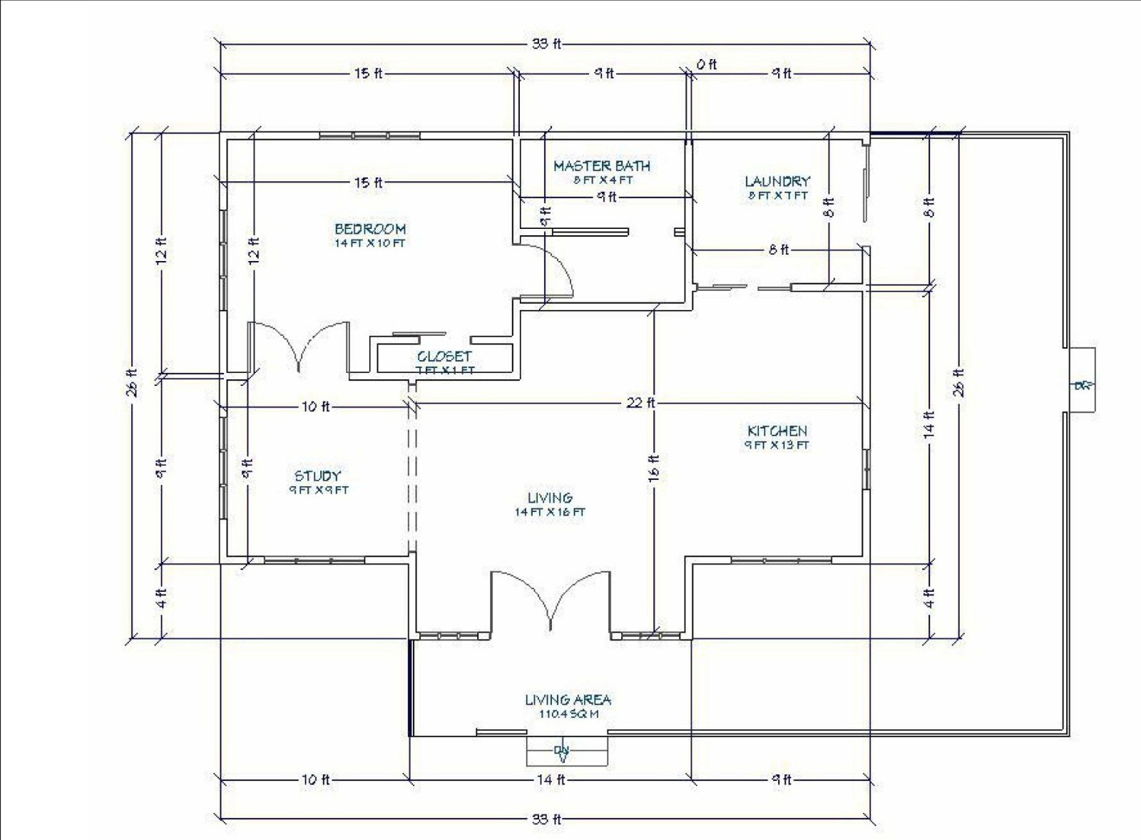 782 Sq Ft Residential Design Drawings | Printed Architectural 1 Bedroom