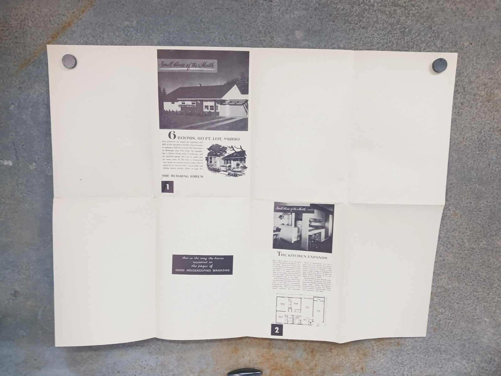 VTG 1940s 1950s 6 Rooms 60 Foot Lot Good Housekeeping House Floor Plan Cottage