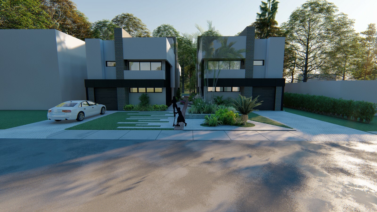 BLUEPRINTS MODERN MULTIFAMILY 3-STORY DUPLEX HOME PLAN ARCHUP #109