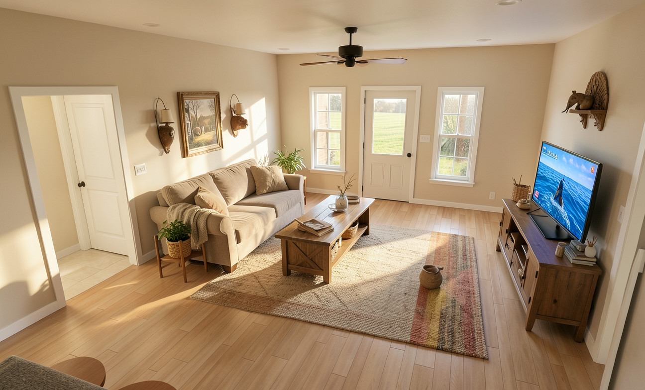 1,250 Sqft (Living) Modern Farm House with – 3 Bd, 2 Ba,