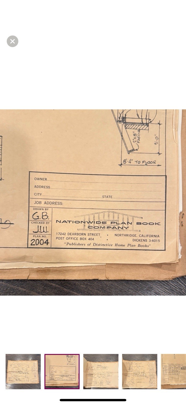 vintage set of 7 blueprint sheets from nationwide plan book company