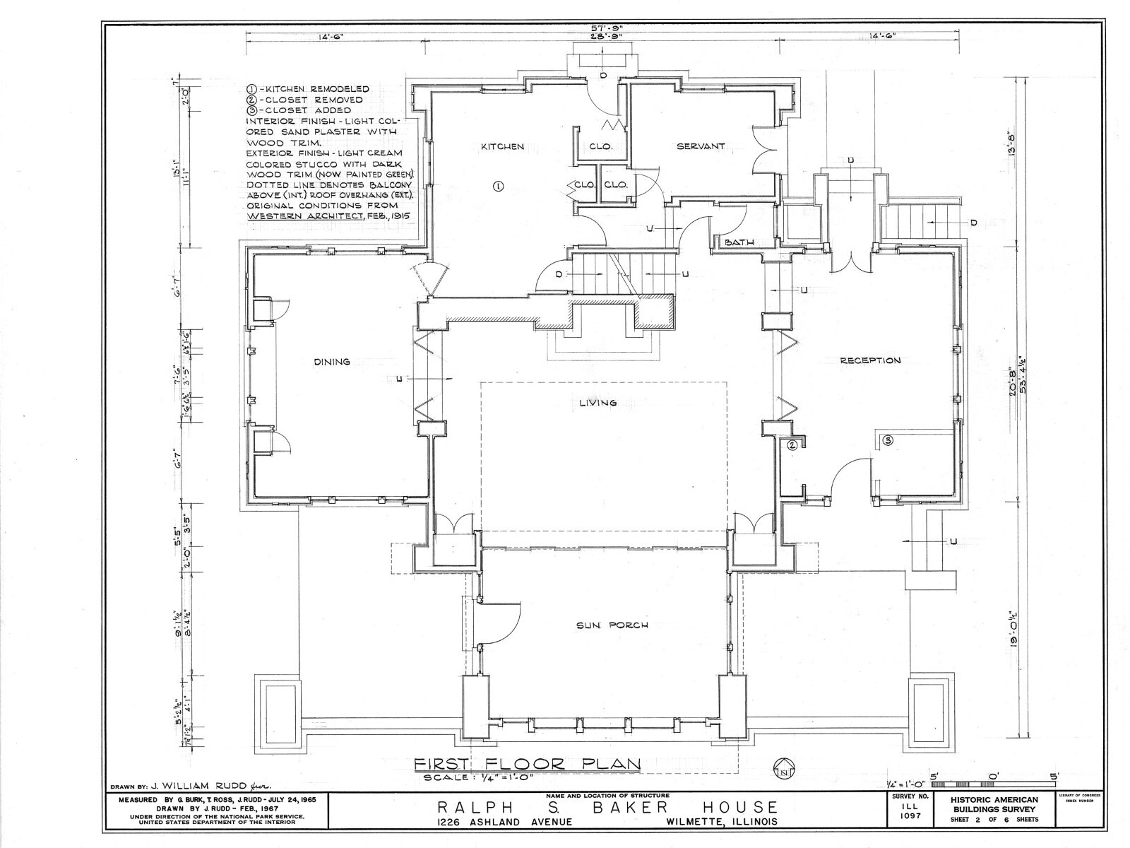 Baker Residence, a luminous Prairie Style home by William Drummond printed plans
