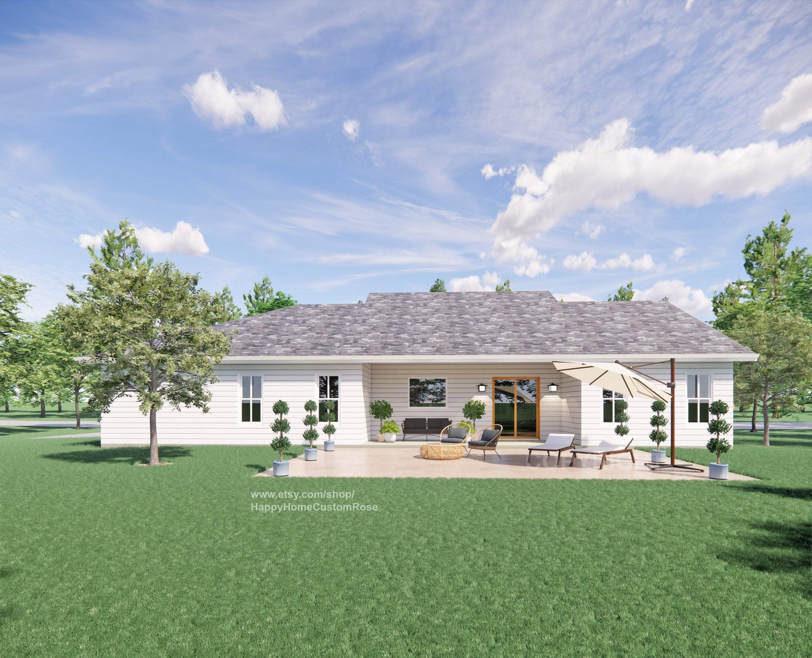 Majestic Maple Modern House Open Plan Design 70 x 48 – 3 Bed 2 Bath – 2050 Squar