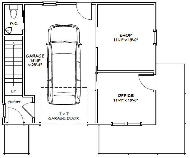 30×24 House — 1 Bedroom 1.5 Bath — 1,029 sq ft — PDF Floor Plan — Model 7C