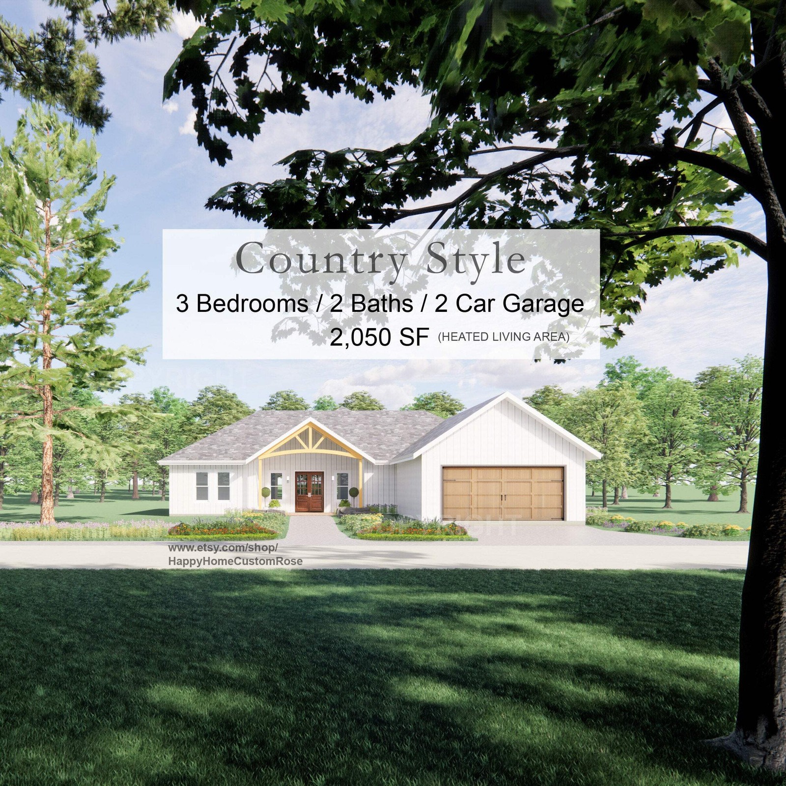Riverside Farmhouse Modern House Open Plan Design 3 Bed 2.5 Bath 2 Car – Drawing