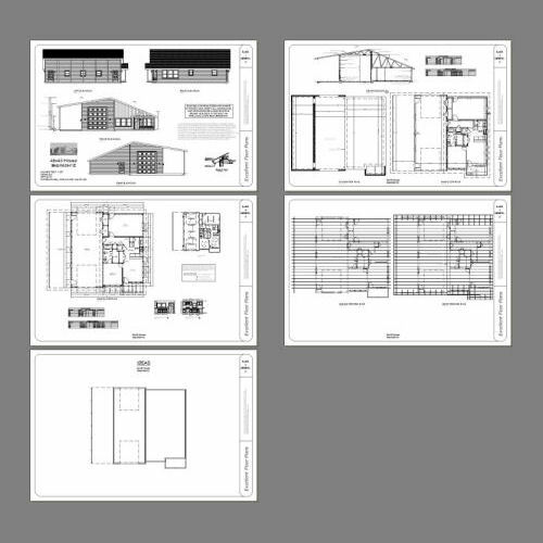 46×48 House – 1 Bedroom 1 Bath 1 RV – 1,157 sqft – PDF Floor Plan – Model 1E