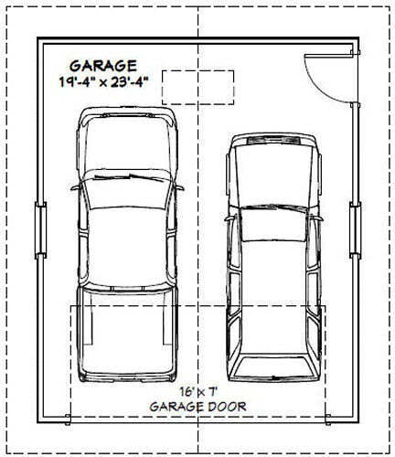 20×24 2-Car Garage — 480 sq ft — PDF Floor Plan — Model 6A